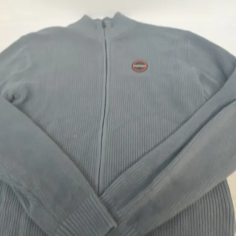 NAPAPIJRI GREY RIBBED ZIP CARDIGAN JACKET - LARGE 