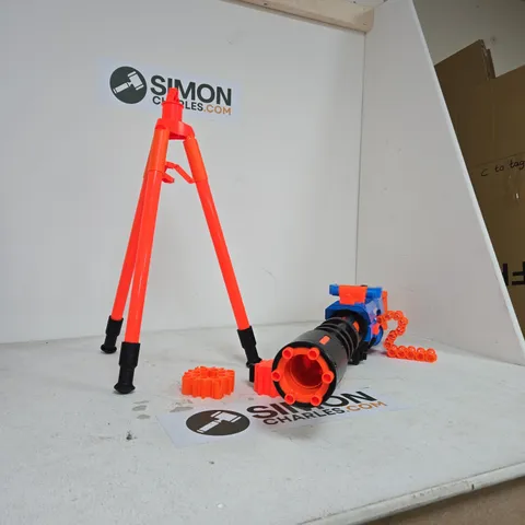 NERF-STYLE TOY BLASTER WITH ORANGE & BLUE COMPONENTS