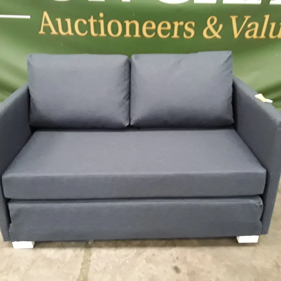 QUALITY DESIGNER HOLLANDER MADE BY ORDER SOFA BED - BLUE FABRIC