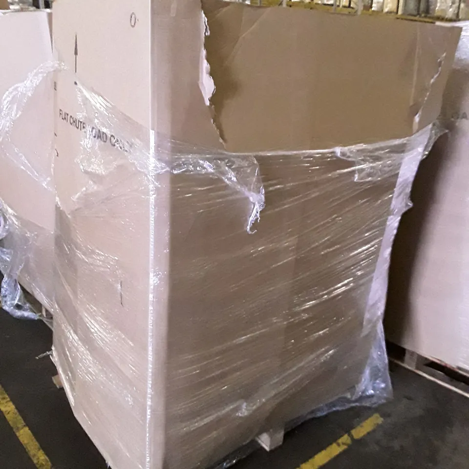 PALLET OF ASSORTED PRODUCTS INCLUDING AIR FRYER, TOILET SEAT, STEEL UMBRELLA STAND, RETRACTABLE SAFETY GATE, ELECTRIC FLOOR HEATING SYSTEM, STORAGE TOWER