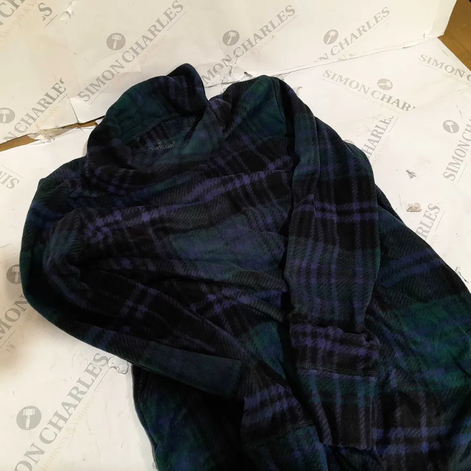 CDUDDLDUDS FLEECE TUNIC NAVY MULTI PLAID SIZE S