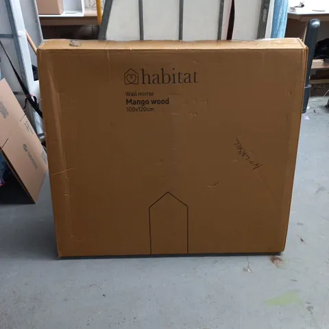 BOXED HABITAT MANGO WOOD WALL MIRROR - 100X120CM