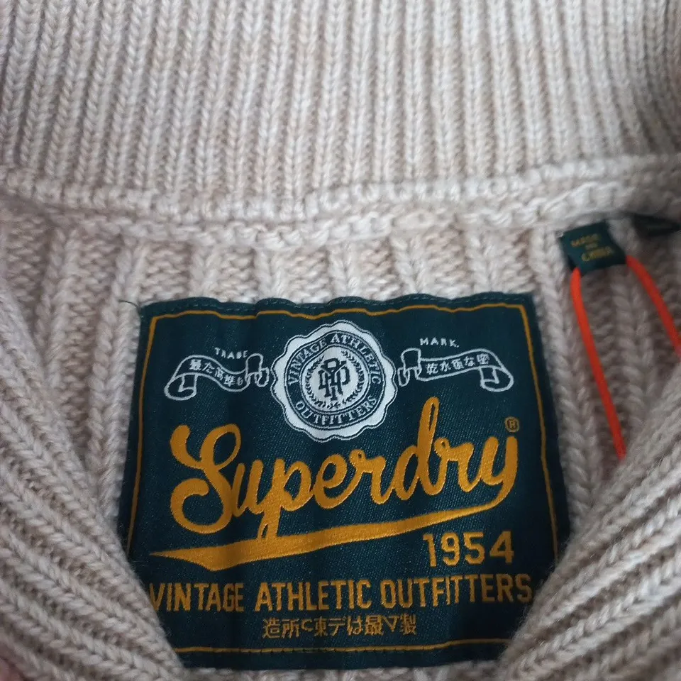 Superdry Cable Zip Neck Jumper – Aran Marl / UK 14