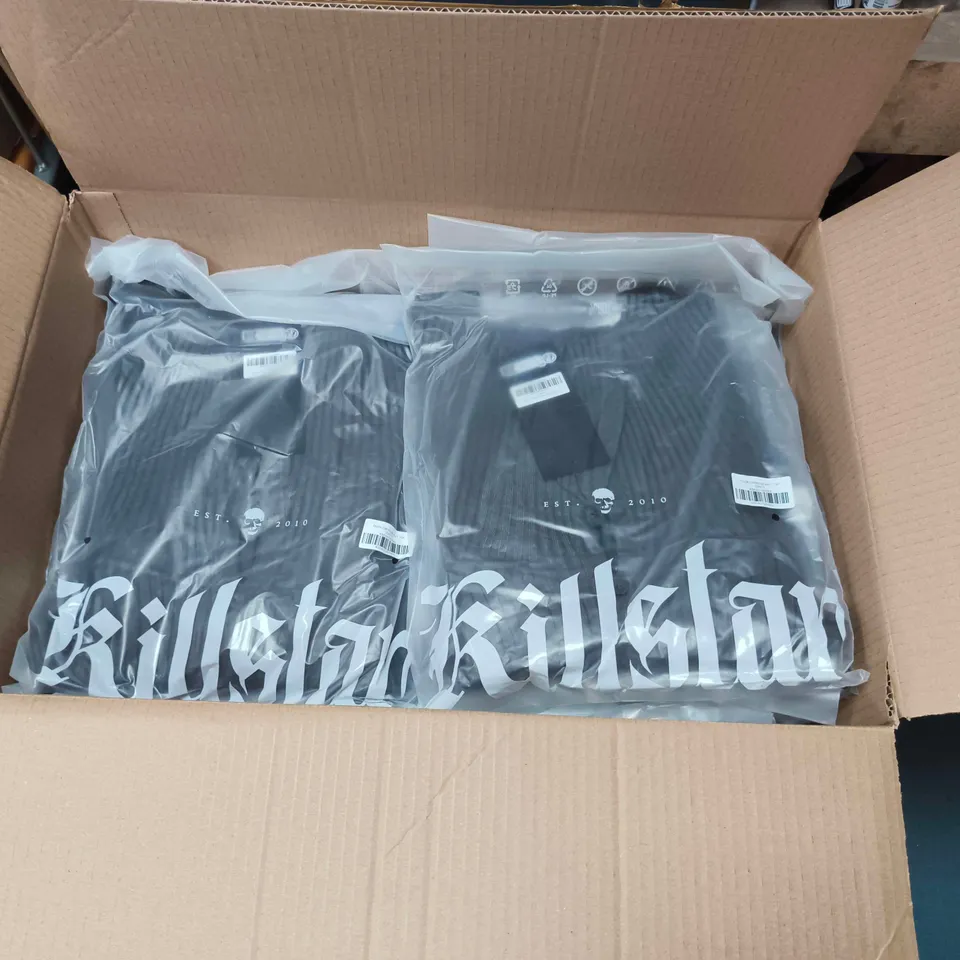 LOT OF APPROXIMATELY 40 BRAND NEW KILLSTAR DUSK EMPRESS KNIT TIOPS IN GREY - ALL SIZE XS