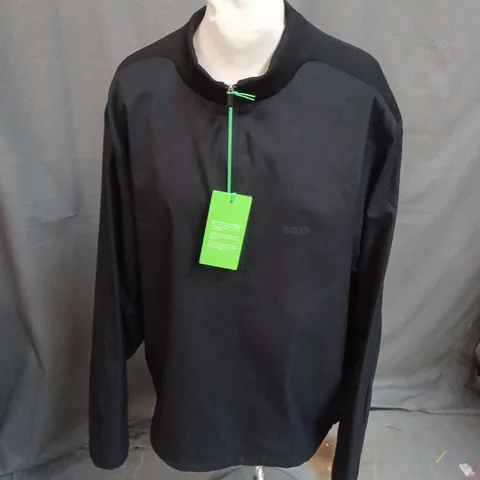 HUGO BOSS WATER REPELLANT POPOVER JACKET WITH LOGO DETAIL IN BLACK SIZE M