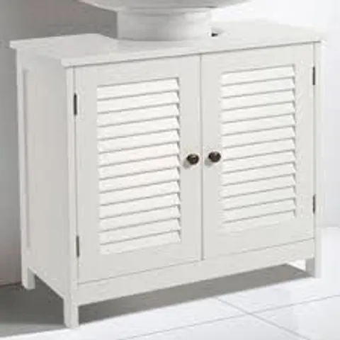 BOXED LIVING AND HOME WHITE 2 DOOR UNDER SINK BATHROOM CABINET (1 BOX)