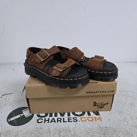DR MARTENS ZEBZAG PLATFORM SANDALS - SEPIA BROWN TUMBLED NUBUCK UK 5