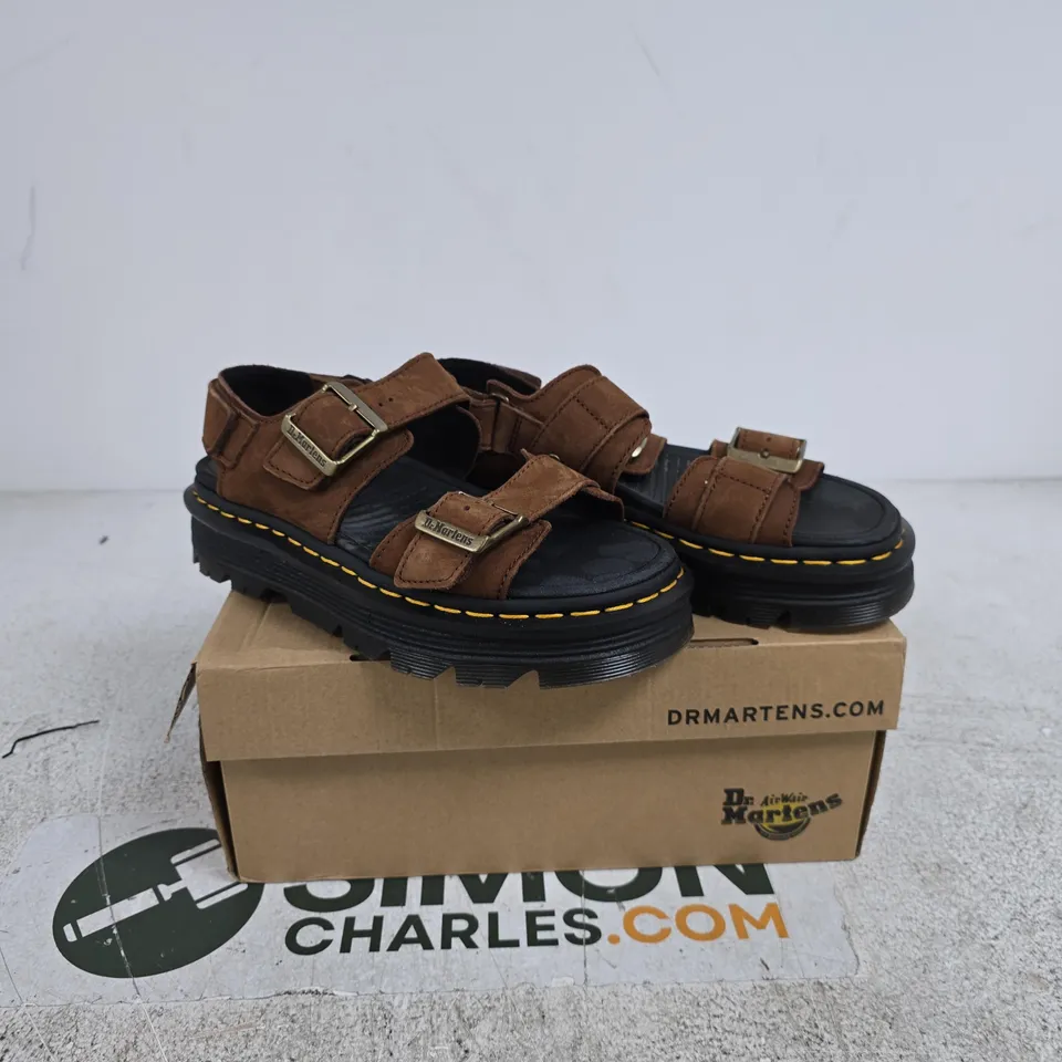 DR MARTENS ZEBZAG PLATFORM SANDALS - SEPIA BROWN TUMBLED NUBUCK UK 5