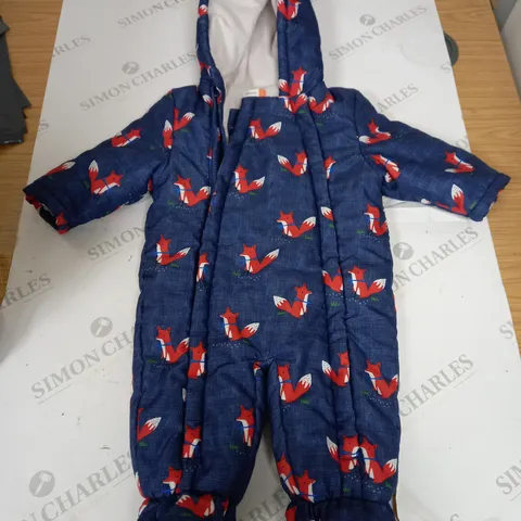 FOX PRINT WOOL LINED SNOWSUIT SIZE 3-6MONTHS