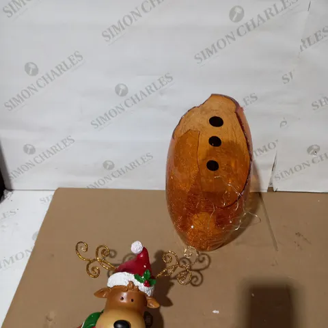 FESTIVE PRE-LIT LARGE GLASS CHRISTMAS CHARACTER - REINDEER