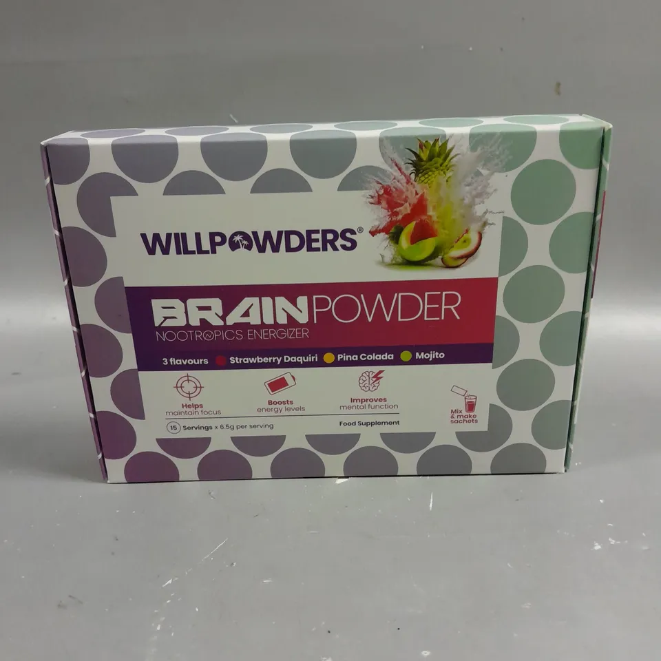 SEALED WILLPOWDERS BRAIN POWDER NOOTROPICS ENERGIZER - 15 X 6.5G SACHETS 