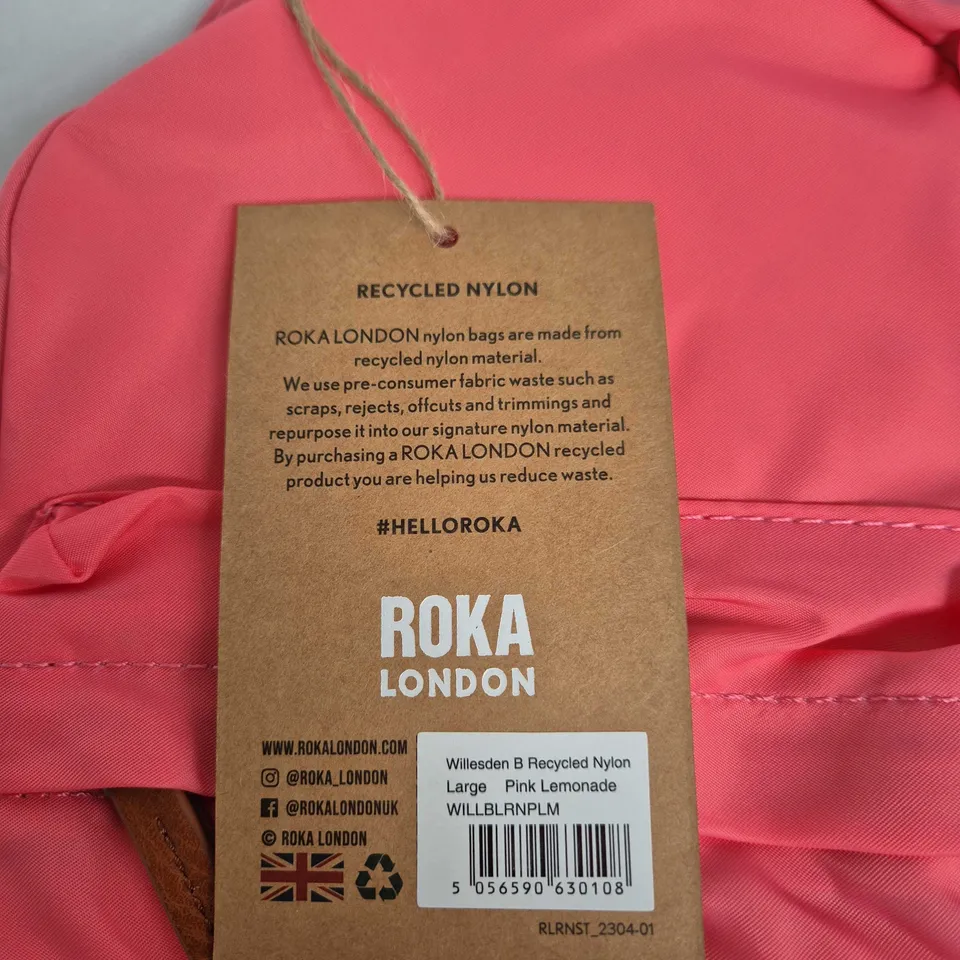 ROKA LONDON PINK NYLON BACKPACK