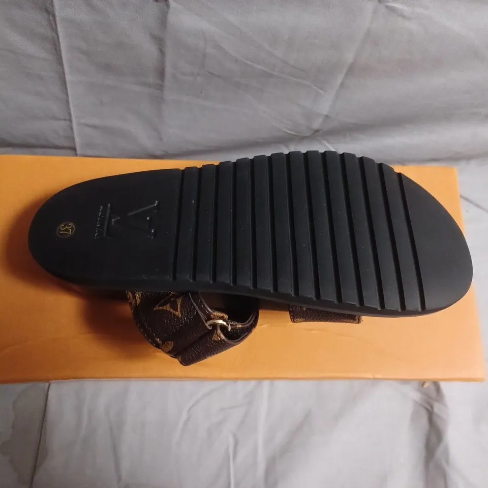 BOXED PAIR OF LOUIS VUITTON MONOGRAM SANDALS WITH BUCKLED STRAPS – SIZE 37