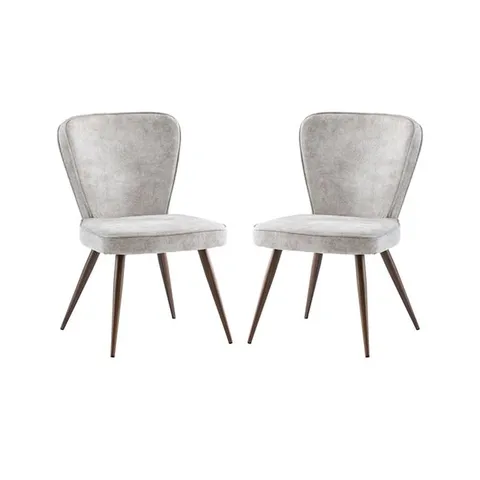BOXED PAIR OF FINN GREY VELVET DINING CHAIRS (1 BOX)