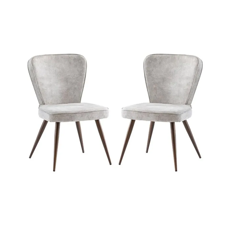 BOXED PAIR OF FINN GREY VELVET DINING CHAIRS (1 BOX)