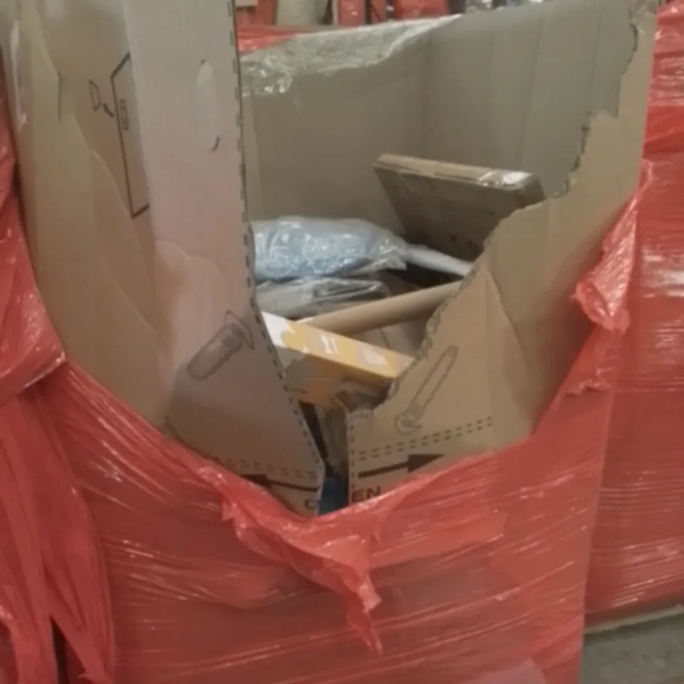 PALLET OF APPROXIMATELY ASSOQRTED HOUSEHOLD ITEMS TO INCLUDE TOILET SAFTER RAILS , STEP LADDERS AND INDOOR GATE