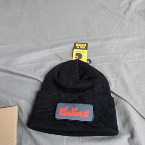 CARHARTT KNIT BEANIE WITH SCRIPT PATCH – ONE SIZE, BLACK