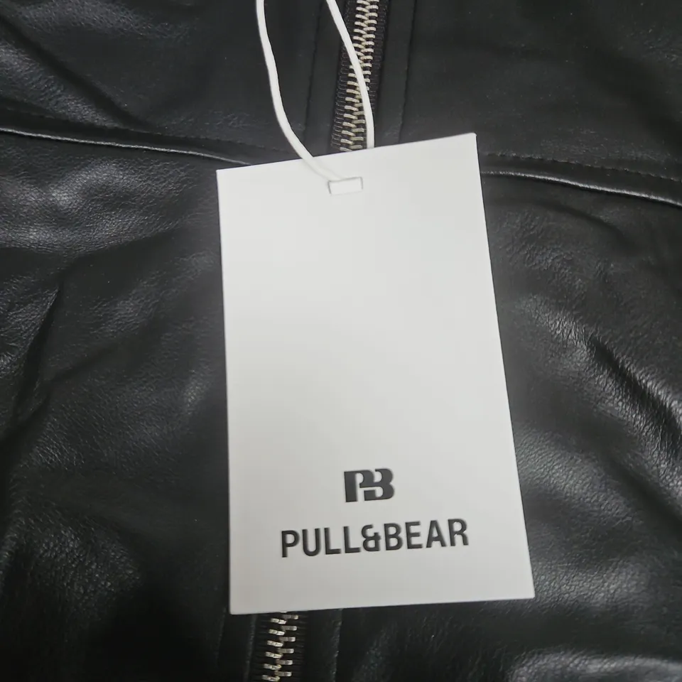 PULL&BEAR LEATHER JACKET – MEN'S BLACK, EU M / US M
