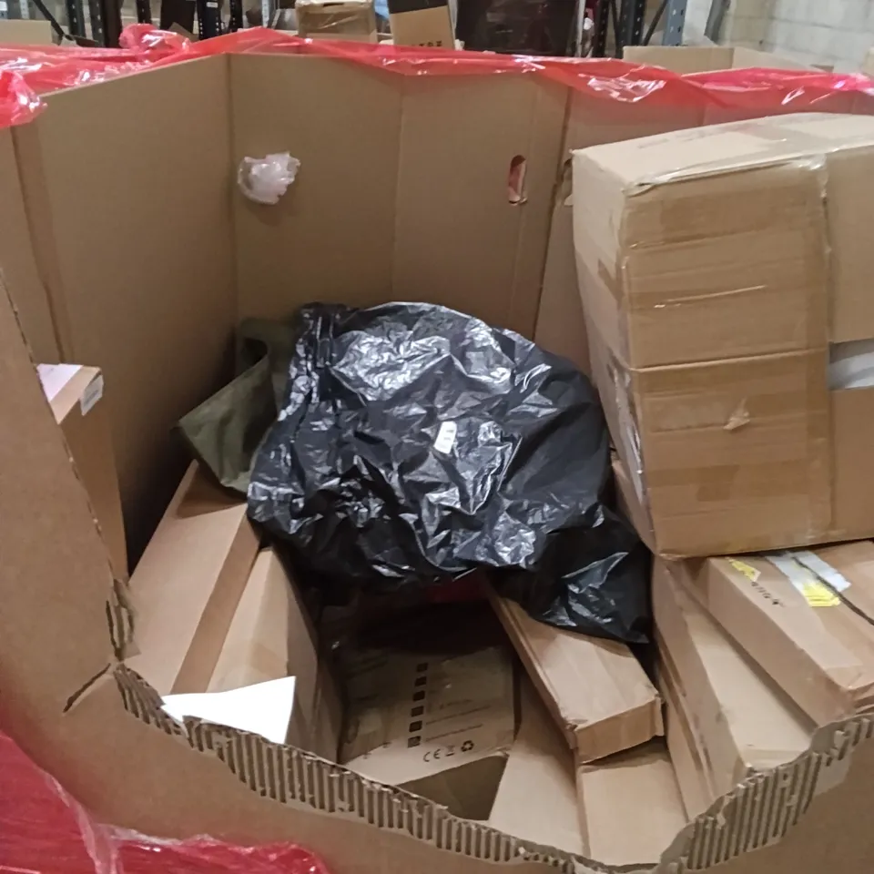 PALLET OF ASSORTED HOUSEHOLD GOODS AND PRODUCTS TO INCLUDE;WATER PRESSURE WASHER,KIDS BIKE,STEAM FLOOR WASHER