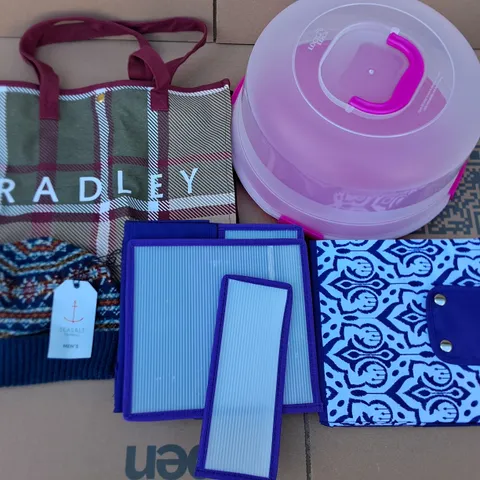 LOT OF 8 ASSORTED ITEMS TO INCLUDE RADLEY SHOPPER BAGS,COLLAPSIBLE STORAGE AND LOCK N LOCK TUB