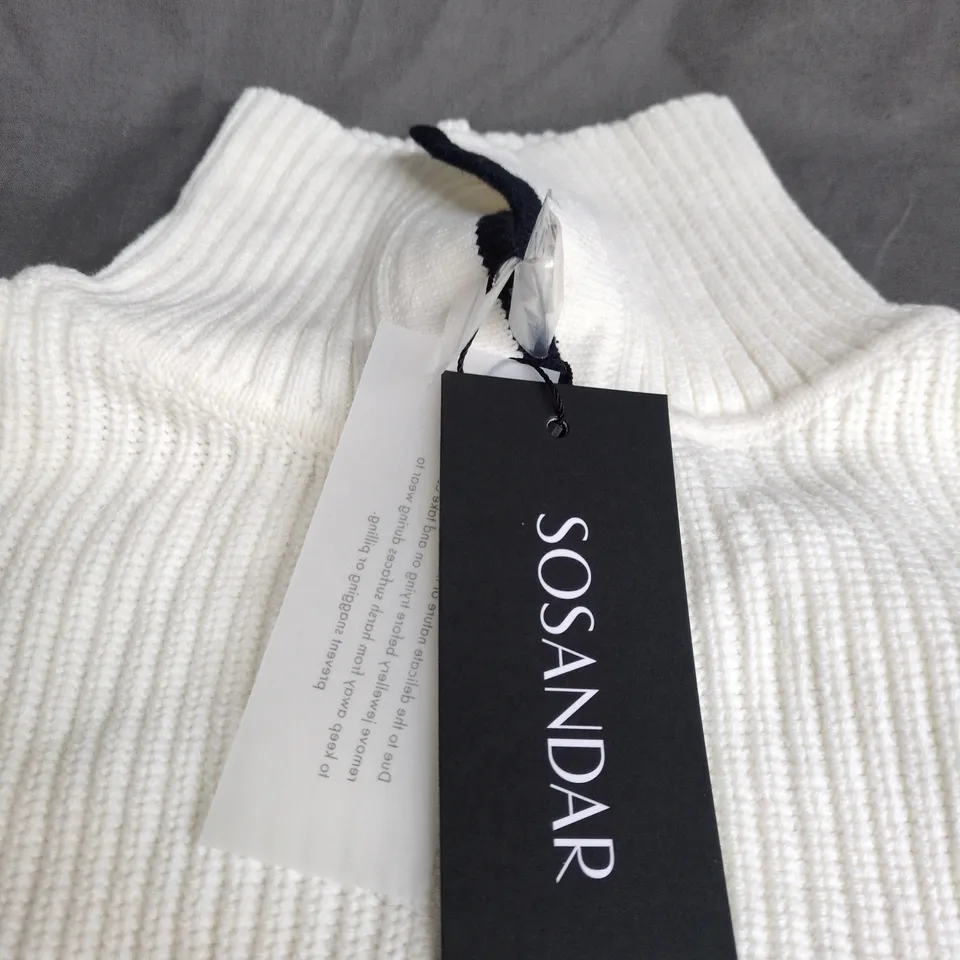 SOSANDAR WHITE KNIT STRIPE JUMPER – WOMEN’S, UK LARGE (L)