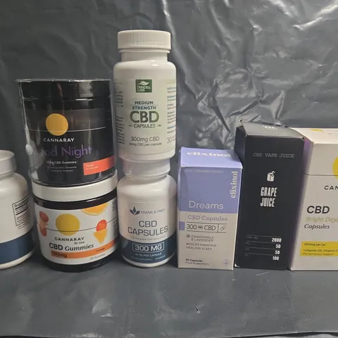LOT OF APPROXIMATELY 30 ASSORTED CBD SUPPLEMENT ITEMS TO INCLUDE CAPSULES, OILS AND PATCHES