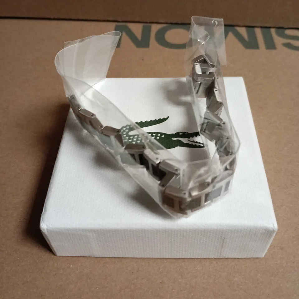 LACOSTE SILVER-TONE METAL LINK BRACELET 
