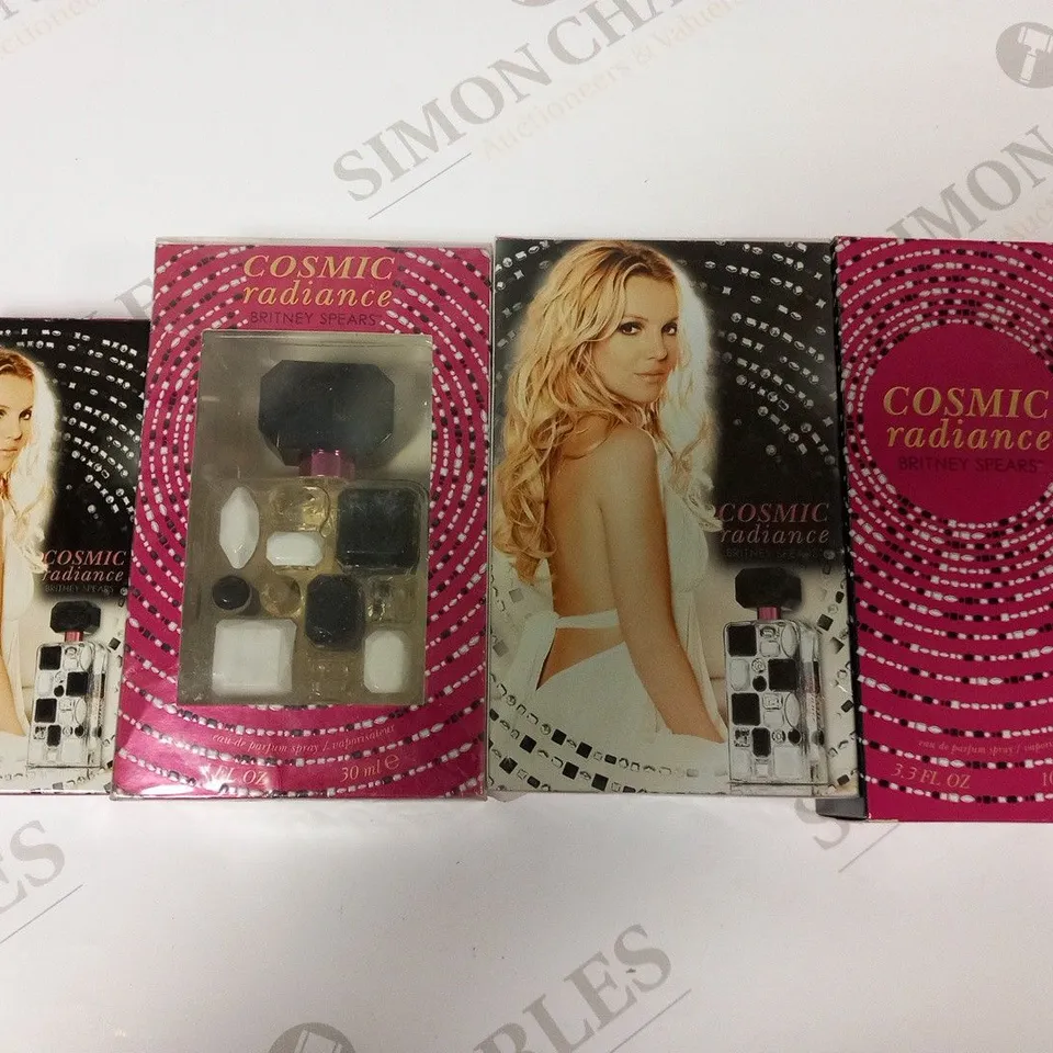 4 ASSORTED BOXED BRITANY SPEARS COSMIC RADIANCE EAU DE PARFUM TO INCLUDE; 30ML, 50ML AND 100ML