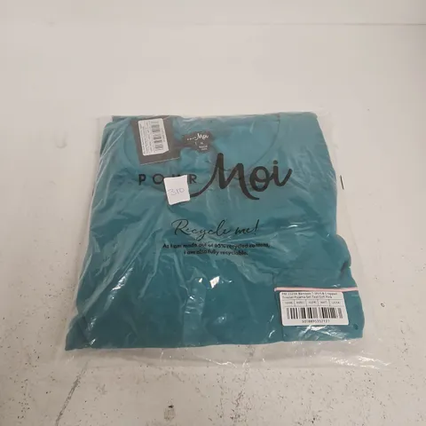 POUR MOI BAMBOO T‑SHIRT & CROPPED TROUSER PYJAMA SET – TEAL & SOFT PINK, UK 14