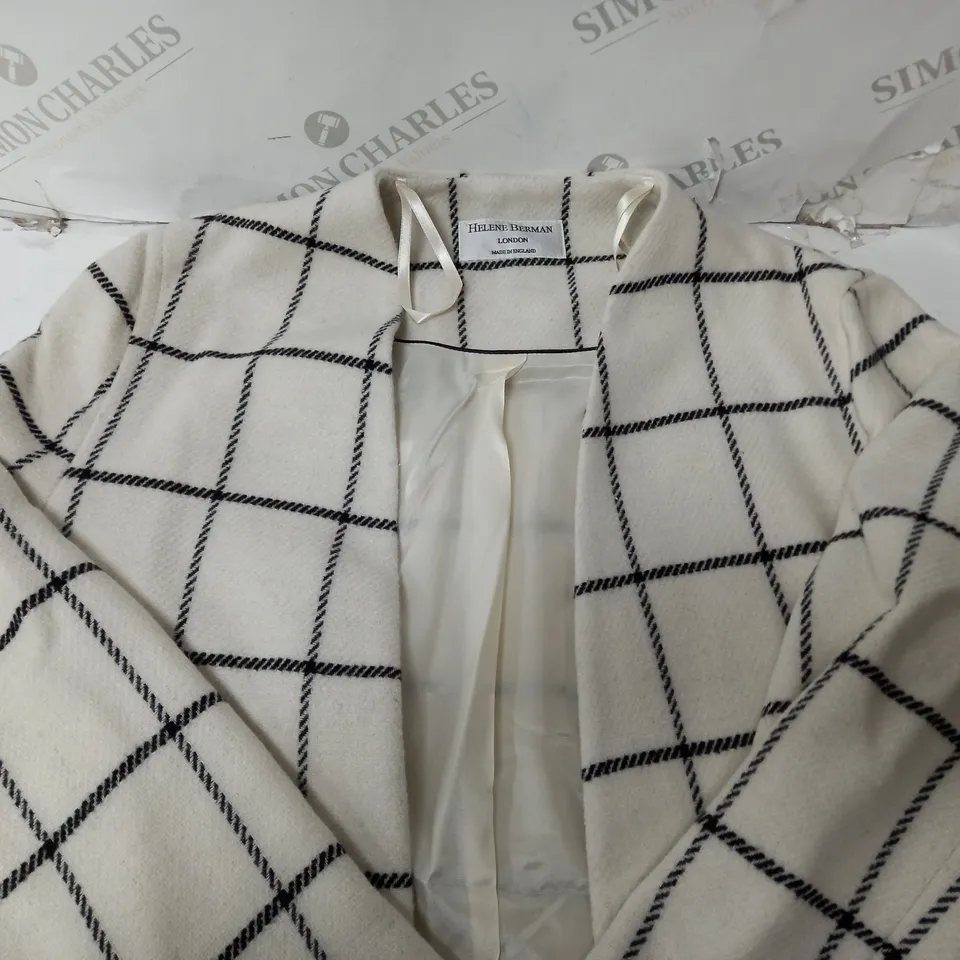 HELENE BERMAN CHECK COAT CREAM SIZE 10