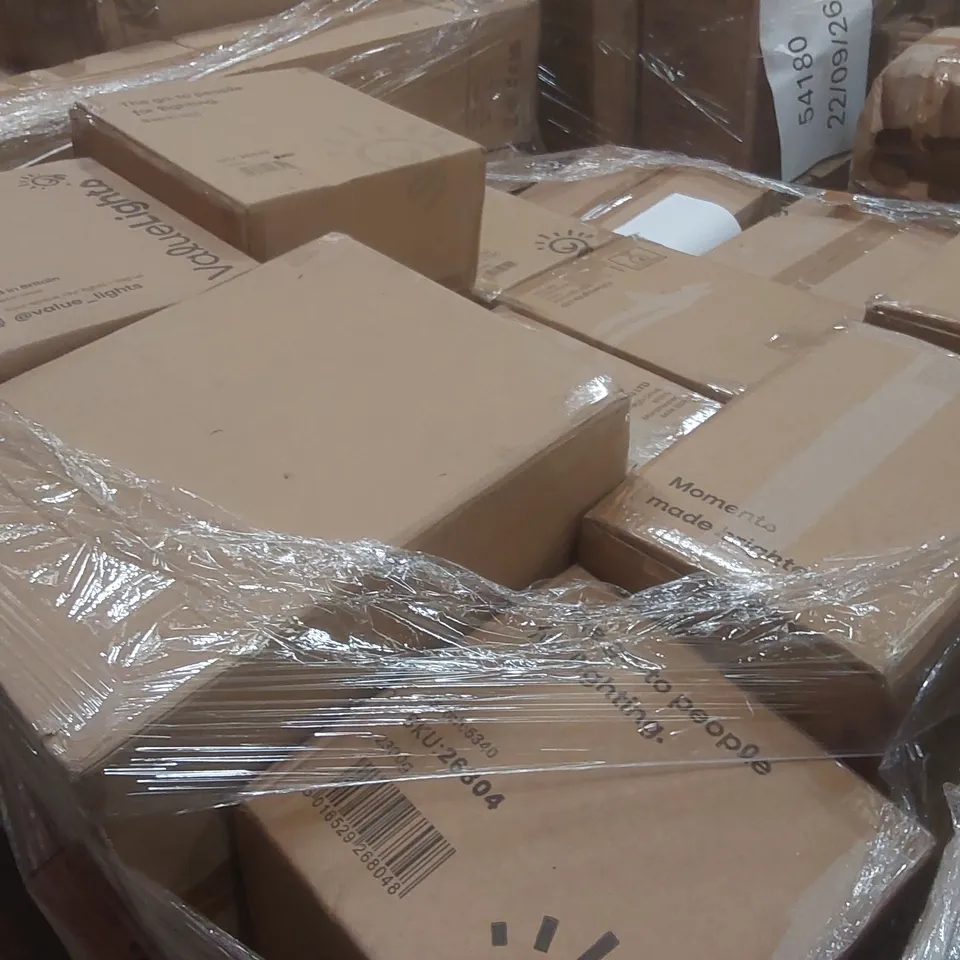 PALLET CONTAINING A VERY LARGE QUANTITY OF ASSORTED DESIGNER LIGHTING PRODUCTS