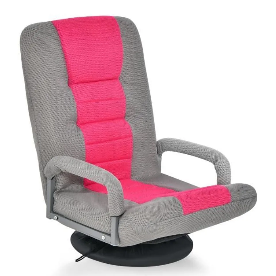 BOXED COSTWAY 360° ROTATING FLOOR CHAIR WITH 6-WAY ADJUSTABLE BACKREST FLOOR CHAIR PINK