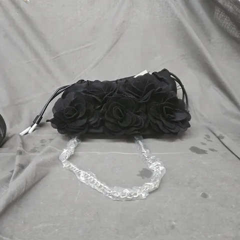 MINI VELVET BLACK VELVET FLOWER CLUTCH BAG