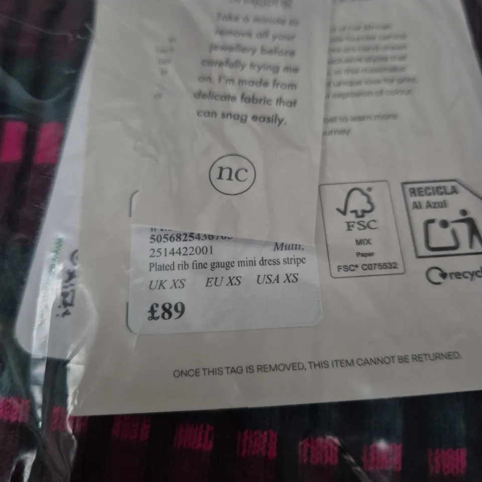 NOBODYS CHILD WOMEN'S STRIPED RIB KNIT MINI DRESS – UK XS