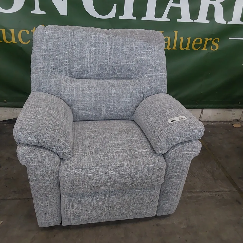 QUALITY BRITISH DESIGNER G PLAN SEATTLE EASY CHAIR BEACH DUCK EGG FABRIC 
