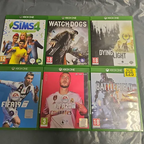 LOT OF 6 ASSORTED XBOX ONE GAMES TO INCLUDE DYING LIGHT AND SIMS 4