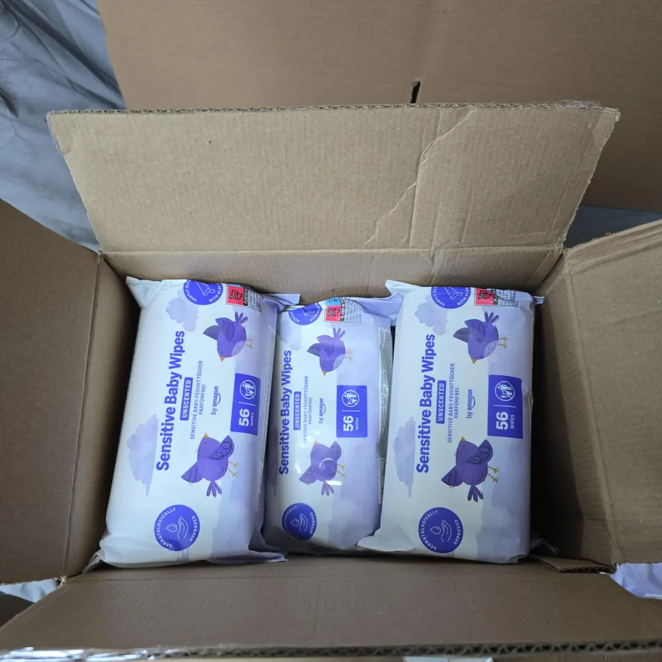 BOX OF 18 PACKS OF 56 SENSITIVE UNSCENTED BABY WIPES