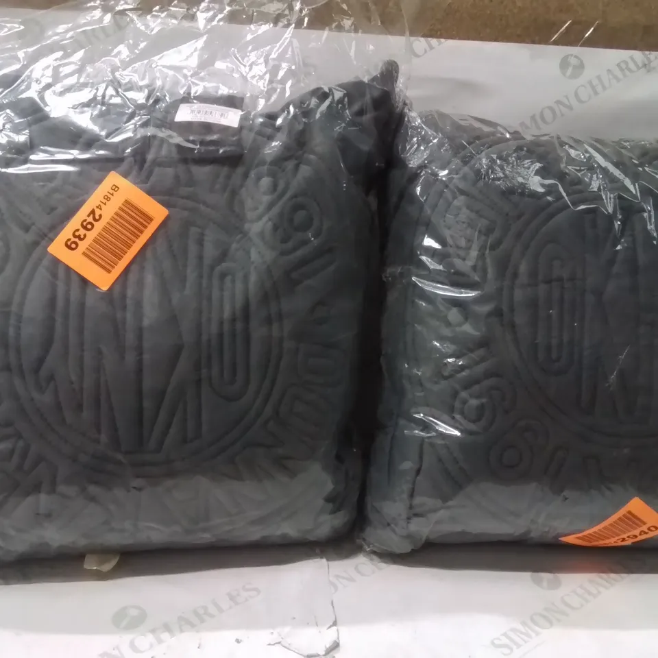 BRAND NEW SEALED SET OF 2 CIRCLE LOGO CUSHIONS COLOUR CHARCOAL 