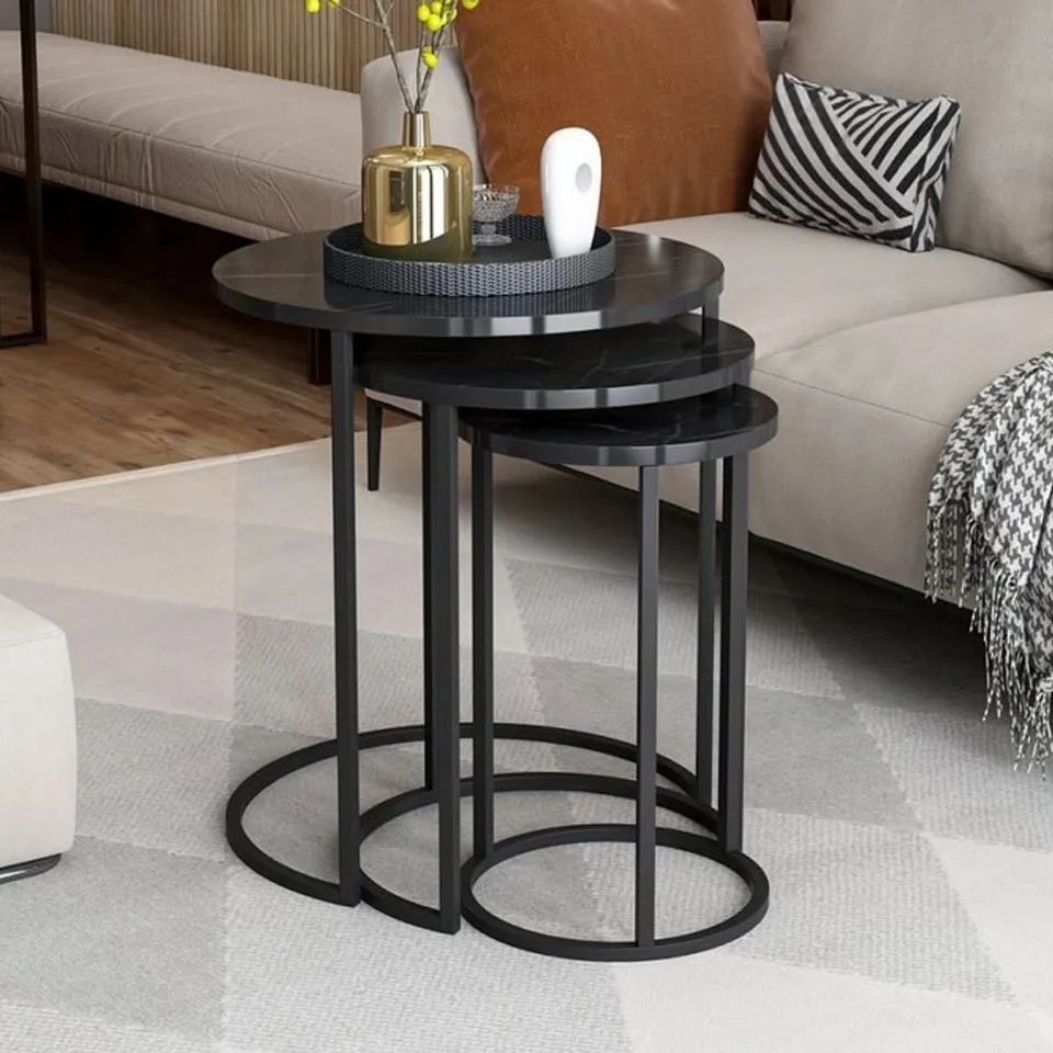 BRAND NEW BOXED VIVENSE GLORIA NESTING TABLE, TRIPLE, METAL LEGS (1 BOX)