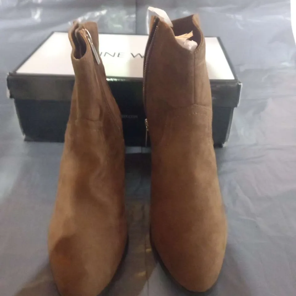 FAITH BROWN SUEDE EFFECT ANKLE BOOTS SIZE 4