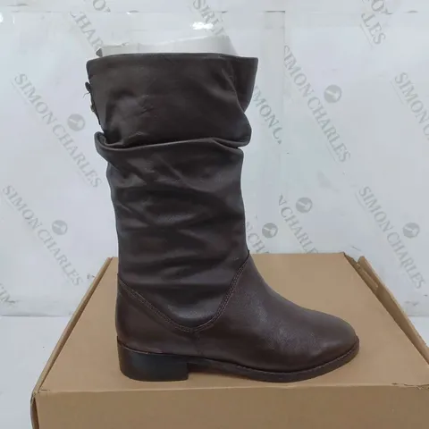 PAIR OF DUNE LONDON CALF BOOTS IN BROWN  - SIZE 3