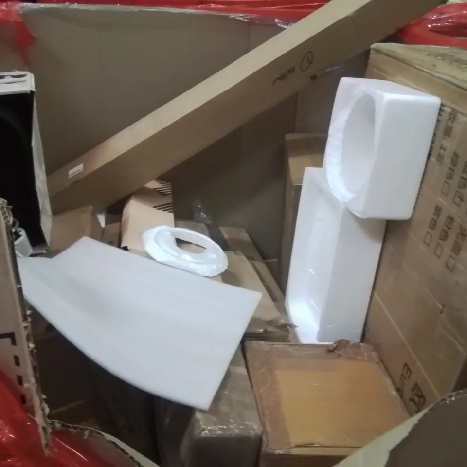 PALLET OF ASSORTED HOUSEHOLD GOODS AND PRODUCTS TO INCLUDE;AUTOMATIC CAT LITTER BOX,GAMING MONITOR,AXE THROWING TOY