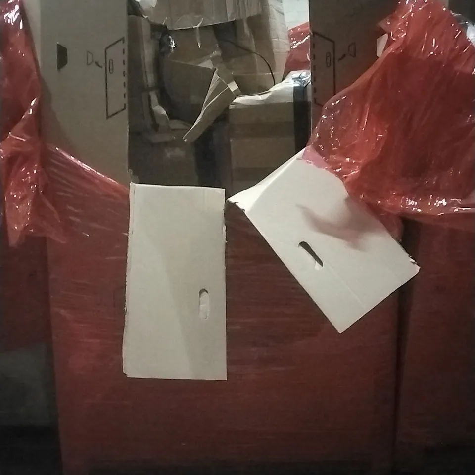 PALLET OF HOUSEHOLD ITEMS TO INCLUDE VIBRATION PLATE, CAMERA DANCE MAT,LED MIRROR ,24" MONITOR AND OTHER ASSORTED ITEMS...