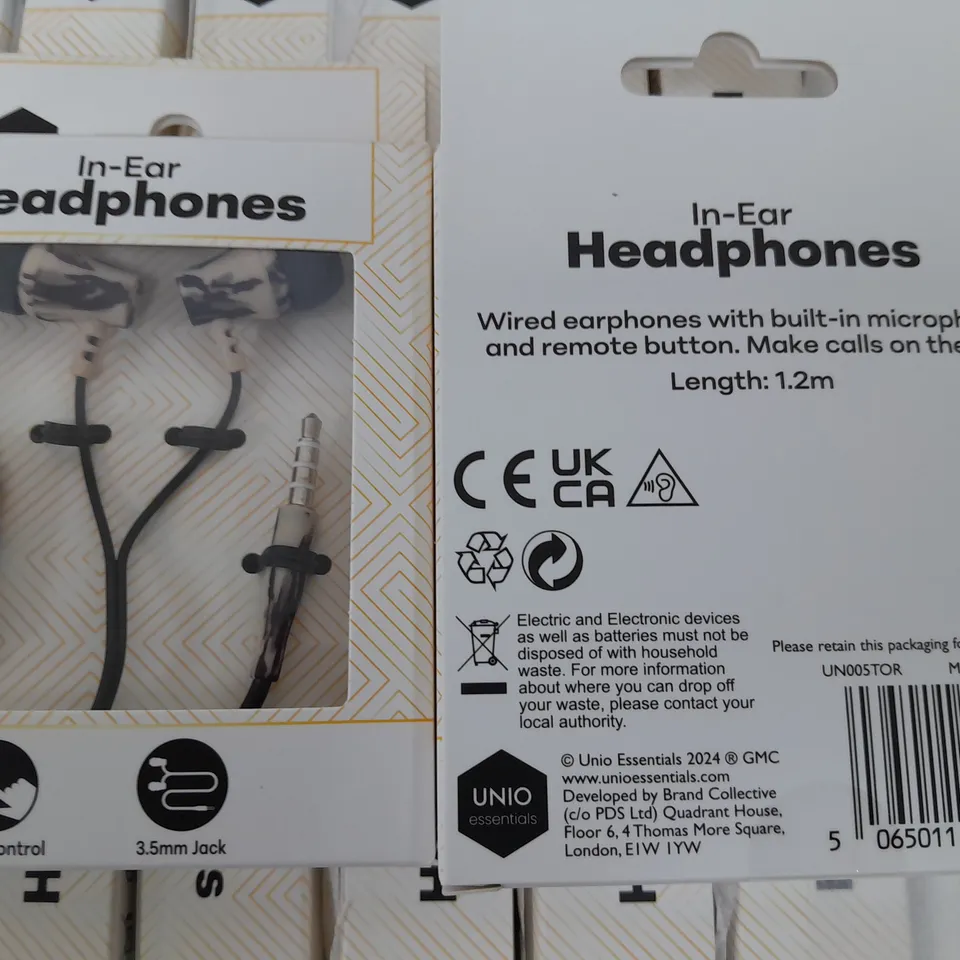 LOT OF 20 BRAND NEW BOXED 1.2M IN-EAR HEADPHONES - TORTOISE