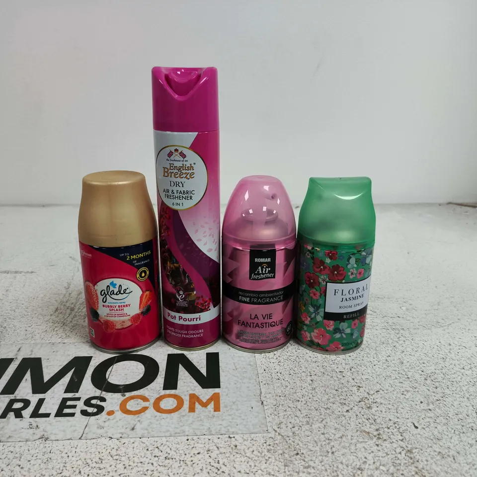 TOTE OF APPROXIMATELY 15 ASSORTED AEROSOL ITEMS TO INCLUDE ENGLISH BREEZE, GLADE, FLORAL JASMINE ETC