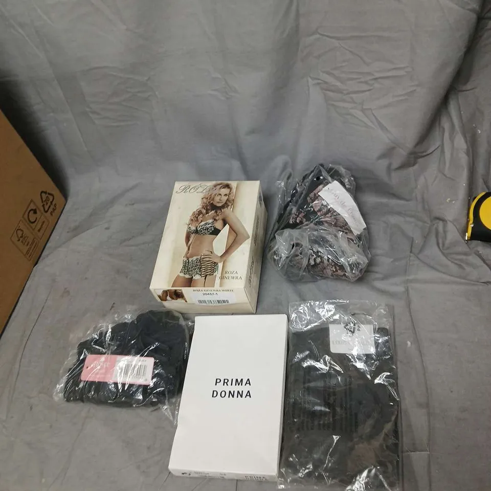 BOX OF APPROXIMATELY 25 ITEMS OF WOMEN'S LINGERIE INCLUDING BRANDS SUCH AS ROZA GUY DE FRANCE ROYCE PRIMA DONNA LOUISA BRACO.