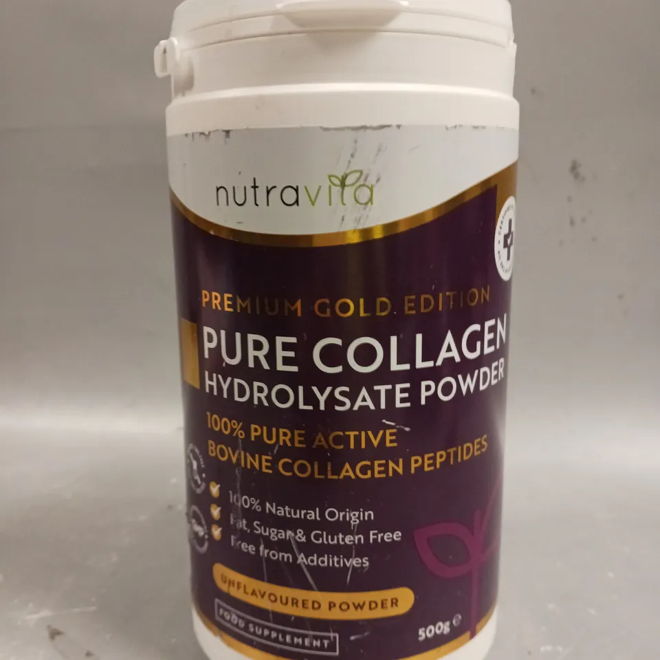 SEALED NUTRAVITA PREMIUM GOLD EDITION PURE COLLAGEN POWDER - UNFLAVOURED - 500G 