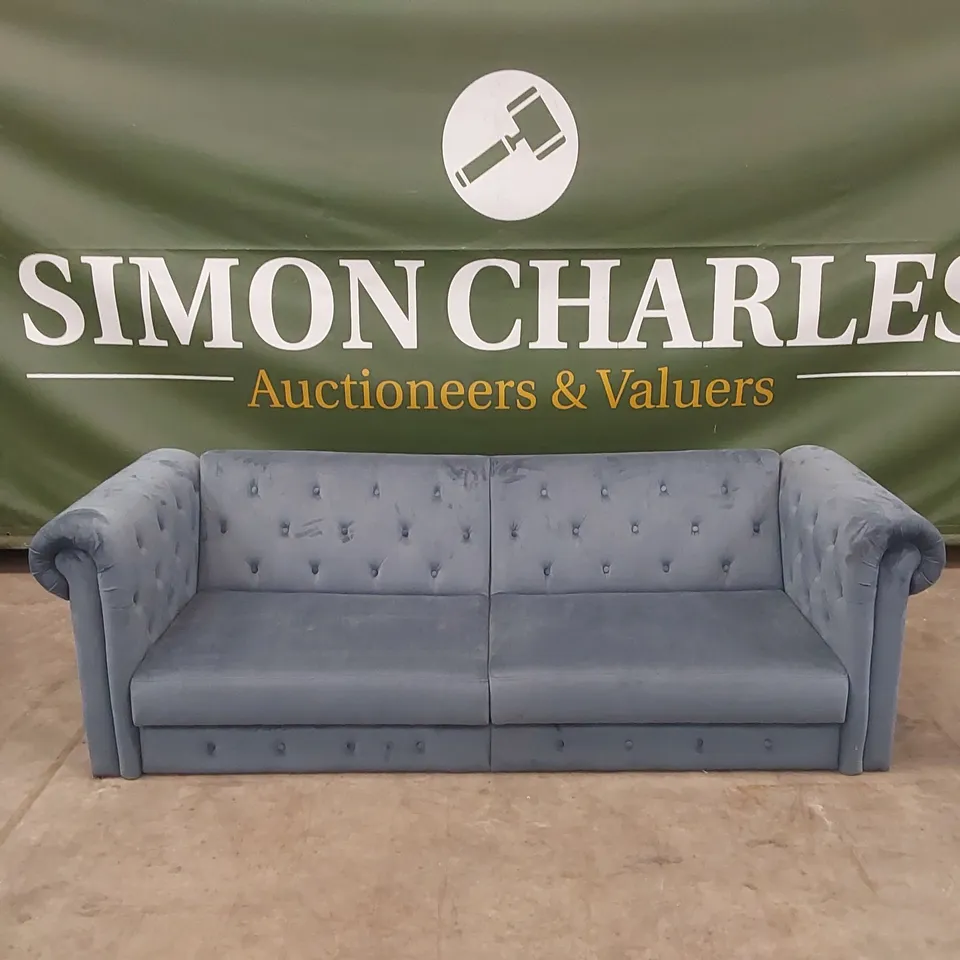 DESIGNER LARGE VELVET SOFA BED - TEAL