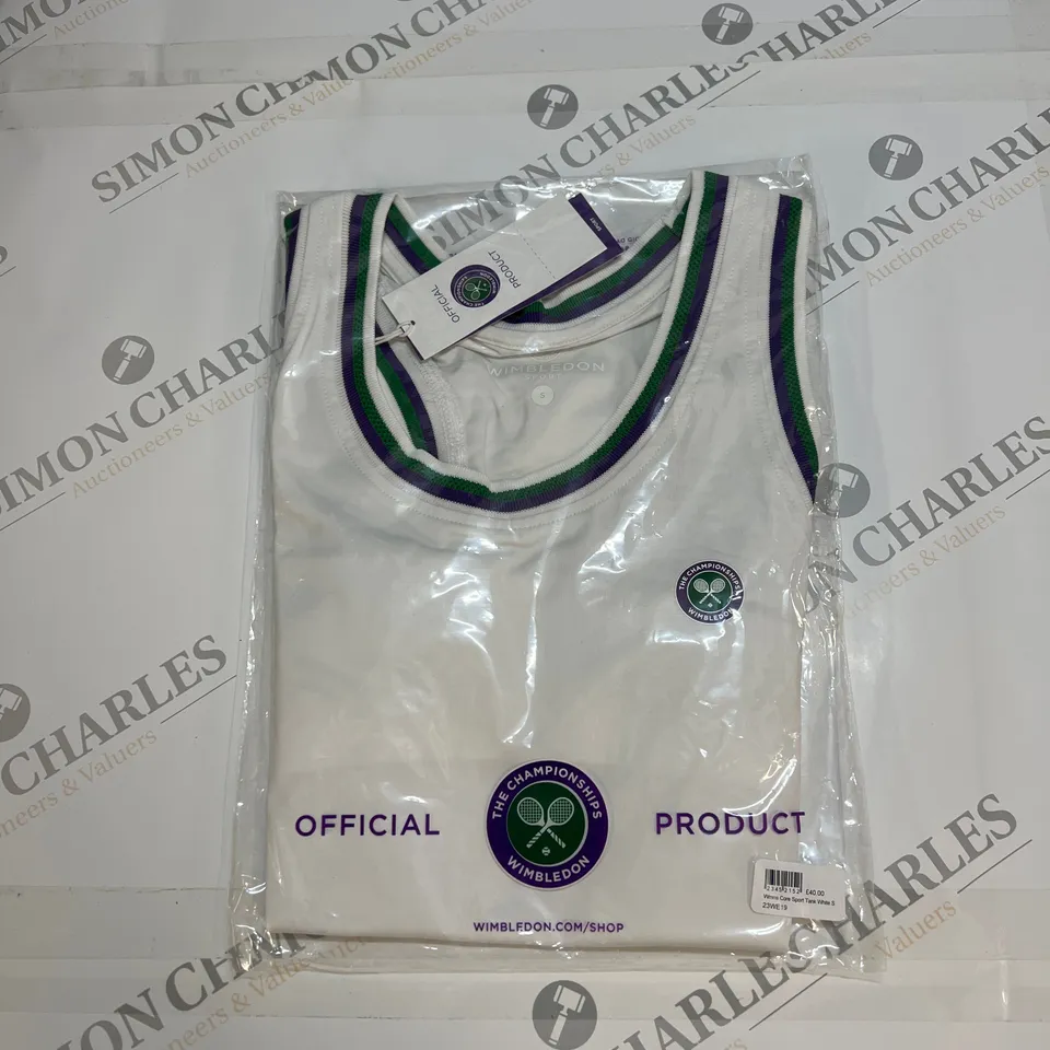WIMBLEDON OFFICAL PRODUCT CORE SPORTS TANK IN WHITE SIZE S