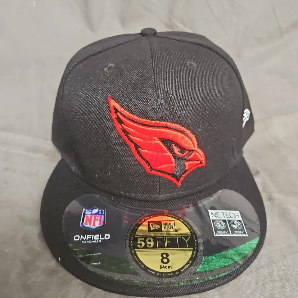 NFL ARIZONA CARDINALS CAP BY NEW ERA 59FIFTY – BLACK, SIZE 8 (63.5 CM)
